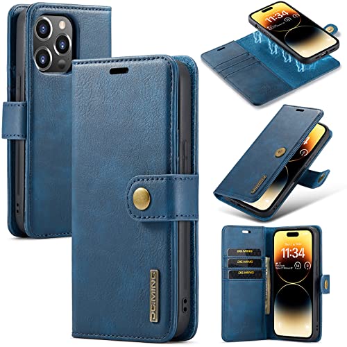 ZORSOME DG.MING Schutzhülle für iPhone 14 Pro Max, echtes Leder, abnehmbare 2-in-1-Spaltleder-Brieftaschen-Handyhülle, magnetische Tasche, Blau ZORSOME DG.MING Schutzhülle für iPhone 14 Pro Max, echtes Leder, abnehmbare 2-in-1-Spaltleder-Brieftaschen-Handyhülle, magnetische Tasche, Blau von ZORSOME