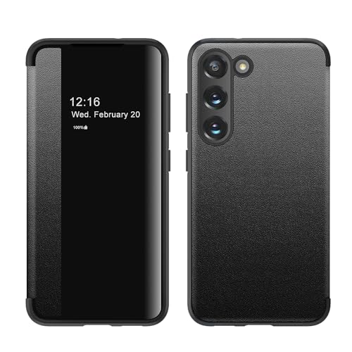 ZORSOME Für Samsung Galaxy S23 Smart Clear View Cover, Ultra Slim Leder Flip Schutzhülle für Samsung Galaxy S23, Schwarz von ZORSOME