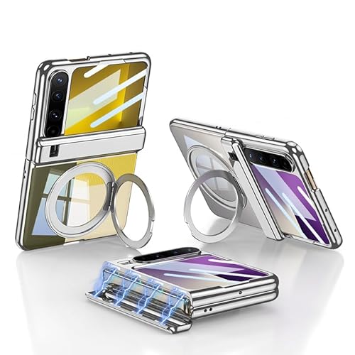ZORSOME Kompatibel mit Huawei Pura X, transparente magnetische Scharnier-Hülle, luxuriöse Beschichtung, stoßfest, Ganzkörper-Schutzhülle, Scharnier, Ständer, integrierter Displayschutz, Ständer von ZORSOME