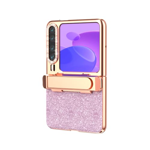 ZORSOME Kompatibel mit Huawei Pura X Schutzhülle mit Glitzer-Aufstellfunktion für Mädchen und Damen, luxuriös, stoßfest, Polycarbonat-Schutzhülle für Pura X (Rosa) von ZORSOME