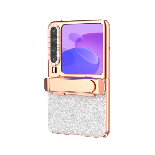 ZORSOME Kompatibel mit Huawei Pura X Schutzhülle mit Glitzer-Aufstellfunktion für Mädchen und Damen, luxuriös, stoßfest, Polycarbonat-Schutzhülle für Pura X (Silber) von ZORSOME