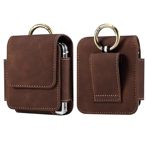 ZORSOME Leder-Handy-Gürtelclip Holster für Samsung Galaxy Z Flip 5, 4, 3, Z Flip3 5G, Z Flip 2, für Moto Razr 40/40 Ultra Herren Holster Handytasche Halter Hülle (Kaffee) von ZORSOME