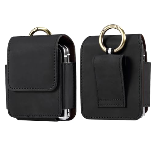 ZORSOME Leder-Handy-Gürtelclip Holster für Samsung Galaxy Z Flip 5, 4, 3, Z Flip3 5G, Z Flip 2, für Moto Razr 40/40 Ultra Herren Holster Handytasche Halter Hülle (schwarz) von ZORSOME
