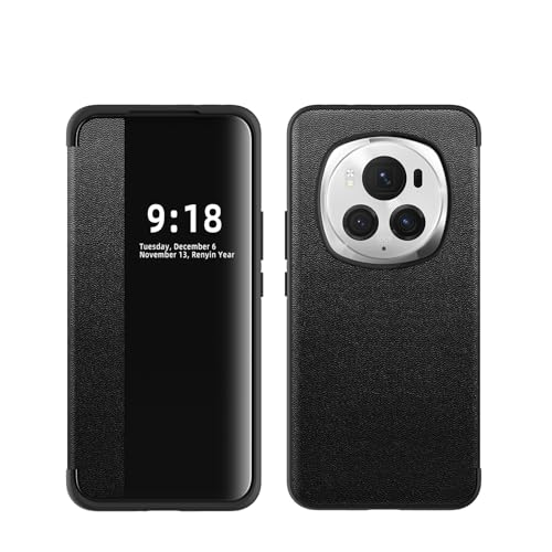 ZORSOME Schutzhülle für Honor Magic 6 Pro Smart Clear View, ultradünn, Leder-Klapphülle für Honor Magic 6 Pro (schwarz) von ZORSOME