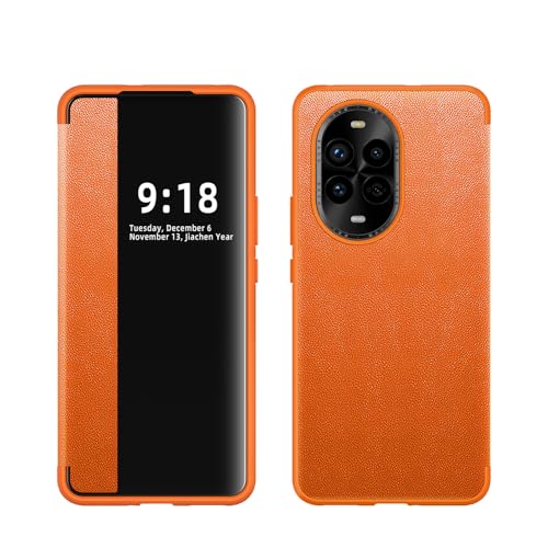ZORSOME Schutzhülle für Huawei Nova 13 Pro Smart Clear View, ultradünn, Leder-Klapphülle für Huawei Nova 13 Pro, Orange von ZORSOME