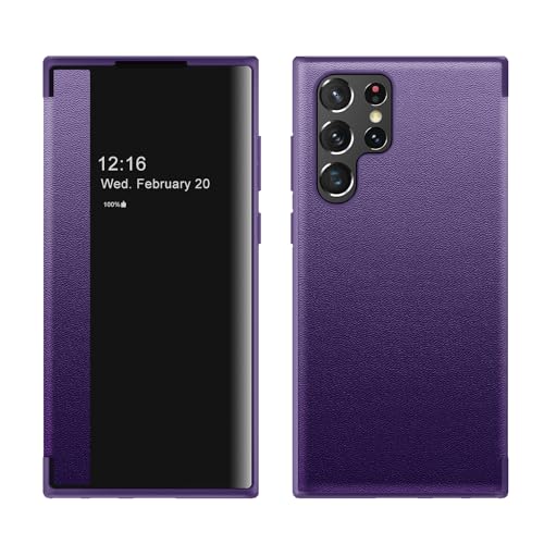 ZORSOME Schutzhülle für Samsung Galaxy S23 Ultra Smart Clear View Cover, ultradünne Leder-Klappschutzhülle für Samsung Galaxy S23 Ultra, Violett von ZORSOME