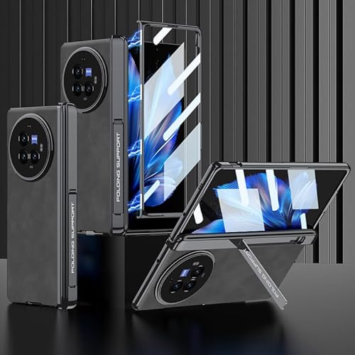 ZORSOME Schutzhülle für Vivo X Fold 3 Pro, Ganzkörper-Schutzhülle mit magnetischem Scharnierschutz, Displayschutzfolie und Ständer, luxuriöses Leder, stoßfest, Grau von ZORSOME