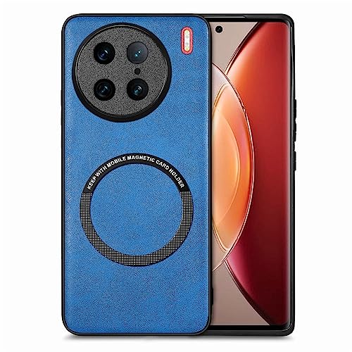ZORSOME Schutzhülle für Vivo X90 Pro, reine Farbe, leicht, magnetische PU-Lederhülle für Vivo X90 Pro, 【Unterstützt kabelloses Laden und Brieftasche】, Blau von ZORSOME