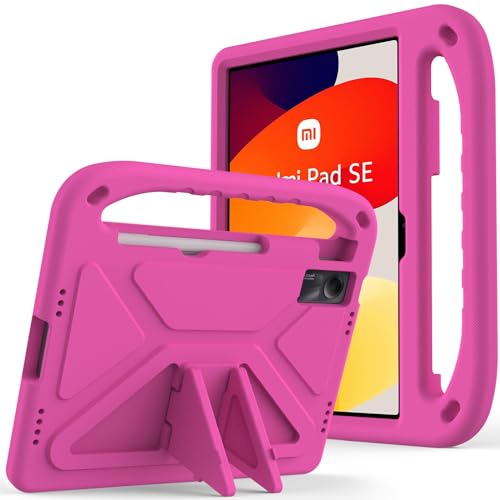 ZORSOME Schutzhülle für Xiaomi Redmi Pad SE 27,9 cm (11 Zoll), leicht, EVA, kinderfreundlich, stoßfest, mit Griff und Ständer, robuste Tablet-Hülle (Rosenrot) von ZORSOME
