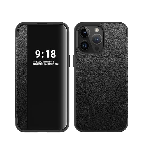 ZORSOME Schutzhülle für iPhone 15 Pro Max, Smart Clear View, ultradünn, Leder, Flip Schutzhülle für iPhone 15 Pro Max, Schwarz ZORSOME Schutzhülle für iPhone 15 Pro Max, Smart Clear View, ultradünn, Leder, Flip Schutzhülle für iPhone 15 Pro Max, Schwarz von ZORSOME