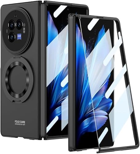 ZORSOME Slim Fit Schutzhülle für Vivo X Fold 3, integrierter Displayschutz, ultradünn, PC, magnetischer Ständer, stoßfeste Schutzhülle für Vivo X Fold 3 [Objektivschutz], Schwarz von ZORSOME