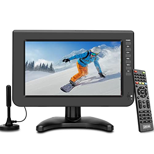 ZOSHING Portable TV,TV Digital DVB-T2 Tuner H.265 mit Akku-Ladung, HDMI, USB, AV Port, DC 12 Volt TV für Schlafzimmer, Küche, Caravan (10.1inch) von ZOSHING