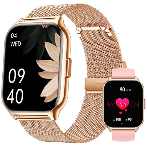 ZOSKVEE Smartwatch für Damen Herren, Fitnesstracker 2 Zoll Touch-Farbdisplay mit Telefonfunktion, Armbanduhr Blutdruckmessung Herzfrequenz Schlafmonitor SpO2, Sportuhr Schrittzähler für Android iOS von ZOSKVEE