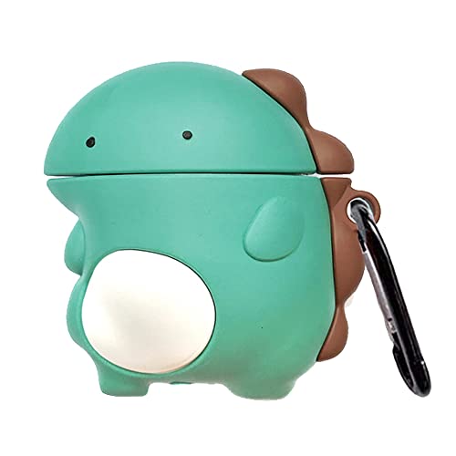 ZOSTLAND Kabellose Kopfhörer-Hülle, schönes Tier-Design, weich, tragbar, Silikon, stoßfest, kompatibel mit Apple AirPods 2 und 1, AirPod-Ladestation, (Dinosauriergrün, AirPods 2 & 1) von ZOSTLAND