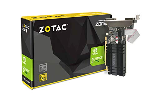 Zotac GeForce GT 710 Zone Grafikkarte (NVIDIA GT 710, 2GB DDR3, 64bit, Base-Takt 954 MHz, 1,6 GHz, DVI-D, HDMI, VGA, passiv gekühlt) von Zotac