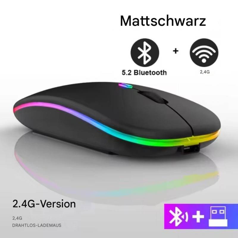 ZOVHYYA Kabellose RGB Gaming Maus – Wiederaufladbare Bluetooth Maus Maus (LED Hintergrundbeleuchtung, ergonomischem Design) von ZOVHYYA