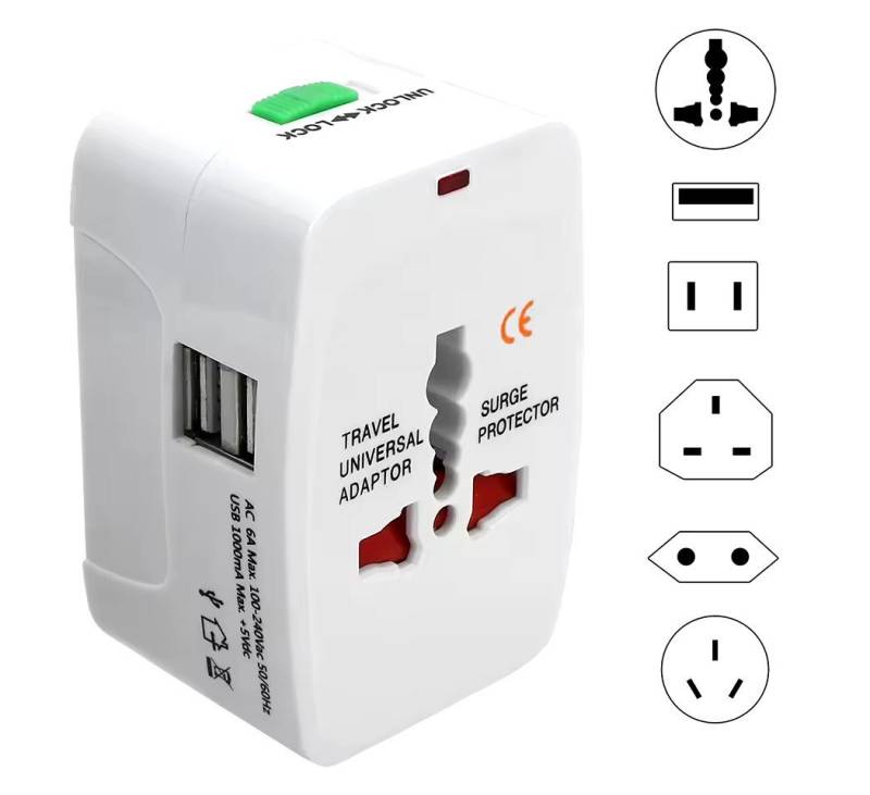 ZOVHYYA Reise AC Adapter Konverter, Universal Steckdosenadapter mit 2 USB Reiseadapter, Universeller Adapterstecker von ZOVHYYA