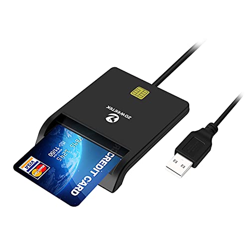 Zoweetek® Kartenlesegerät für elektronische Ausweise und Common Access Cards (CAC), mit USB-Anschluss, schwarz von ZOWEETEK