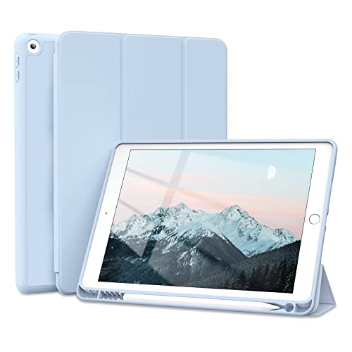 ZOYU Hülle für iPad 9. Generation 2021/iPad 8. Generation 2020/ iPad 7. Generation 2019, Hülle mit Stifthalter für iPad 9/8/7, Weiche TPU Silikon Hülle für iPad 10,2 Zoll, Blau von ZOYU