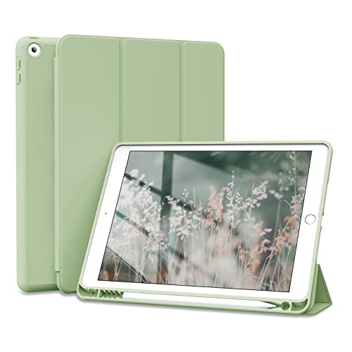 ZOYU Hülle für iPad 9. Generation 2021/iPad 8. Generation 2020/ iPad 7. Generation 2019, Hülle mit Stifthalter für iPad 9/8/7, Weiche TPU Silikon Hülle für iPad 10,2 Zoll, Matcha-Grün von ZOYU