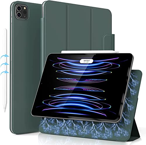 ZOYU Hülle für iPad Pro 11, Case für iPad Pro 11 2022/2021/2020, Automatischer Schlaf/Aufwachen, Magnetisch Abnehmbare Smart Folio Verstellbare rutschfeste Hülle für iPad Pro 11 Zoll, Dunkelgrün von ZOYU