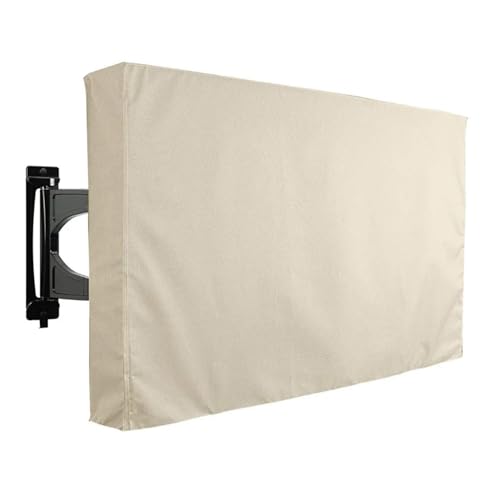 ZPFDSG Tv Abdeckung Weiße Premium wasserdichte Outdoor-TV-Schutzhülle 55 bis 58 Zoll, wetterfestes Outdoor-TV-Gehäuse (Color : Beige, Size : FOR 70-75inch TV) von ZPFDSG