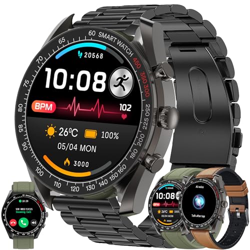 Smartwatch Herren mit Telefonfunktion, 1,39" DIY HD Voll Touchscreen Uhren Fitness Tracker 123 Sportmodi Aktivitätstracker IP68 Armbanduhr mit Schlafmonitor Schrittzähler für Android iOS (Schwarz) von ZPIMY