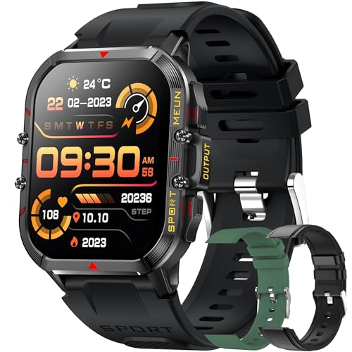 Smartwatch Herren mit Telefonfunktion, 1.96” HD 5ATM Wasserdichte Fitnessuhr mit Schrittzähler Herzfrequenz SpO2, 123 Sportmodi Sportuhr Aktivitätstracker für Android iOS, 3 Uhrenarmbänder (Schwarz) Smartwatch Herren mit Telefonfunktion, 1.96” HD 5ATM Wasserdichte Fitnessuhr mit Schrittzähler Herzfrequenz SpO2, 123 Sportmodi Sportuhr Aktivitätstracker für Android iOS, 3 Uhrenarmbänder (Schwarz) von ZPIMY