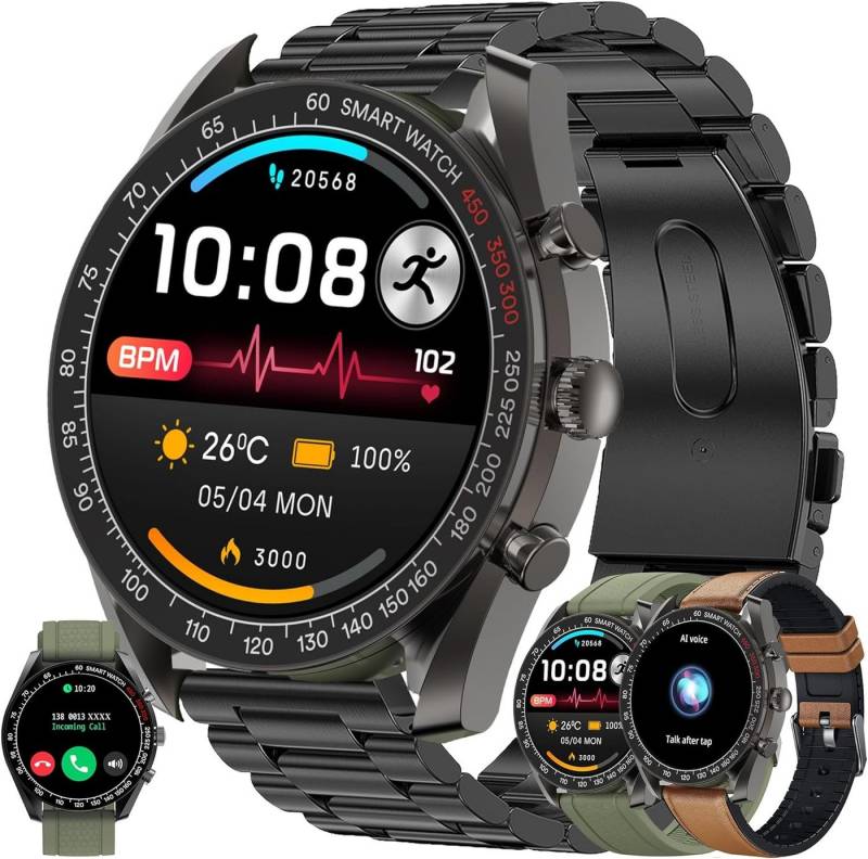 ZPIMY Smartwatch (1,39 Zoll, Android, iOS), Herren mit Telefonfunktion, 1,39 DIY HD Fitness Tracker 123 Sportmod" von ZPIMY