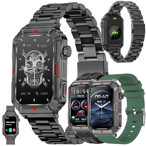 ZPIMY Smartwatch Herren mit Telefonfunktion, 1,57" AMOLED Touchscreen Uhren Fitness Tracker 123 Sportmodi Aktivitätstracker Schlafmonitor Schrittzähler IP68 Wasserdicht Armbanduhr mit Android iOS von ZPIMY