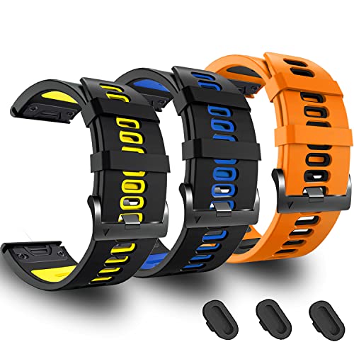 ZPJPPLX Kompatibel mit Garmin Fenix 7X Pro Band, 26 mm Quick Fit Soft Silikon Sportarmband für Tactix 7 Pro/Fenix 6X Pro/Fenix 5X Plus/Enduro 2/Descent Mk2i/D2 Delta PX/Tactix Delta, 3er-Pack I von ZPJPPLX