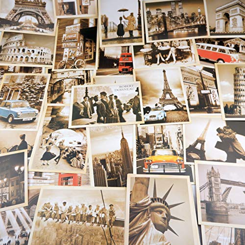 ZPPLD 32 Blatt Postkarten,Postkarte Retro,Postkarten Set,Postkarten Vintage,Altmodische Alte Europäische Gebäude.Poster-Reisepostkarten(14X10 CM) von ZPPLD
