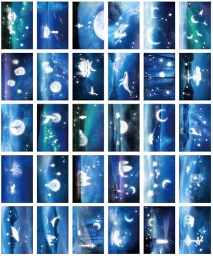 ZPPLD Postkarten 30 Stück,Leuchtet im Dunkeln, Set, Premium Danksagungskarten Gästebuch Poster-Reisepostkarten Glow In The Dark Postcard (Wander Earth) von ZPPLD
