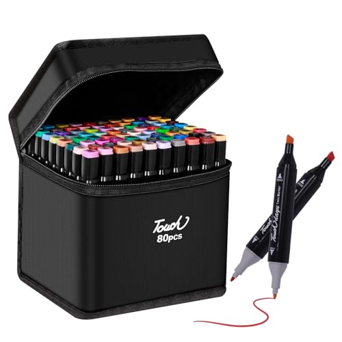 ZPXTI 80 Farben Alkohol Marker Stift Set,Mit Sockel Permanent Marker Malstifte für Erwachsene,Twin Marker,Filzstift Set-Geeignet für Schule, Büro, Erwachsene, Kinder, Malen Stifte Set von ZPXTI