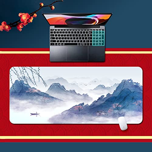 Mousepad XXL Blau Rosa Weiß Mauspad Rutschfester Gummibasis Mouse Pad Verschleißfest Vernähte Kanten Gaming Mauspad Verbessert Geschwindigkeit Und Präzision Maus Pad 400x900x3mm von ZQMHCY