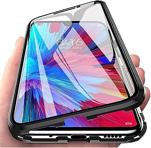 ZQYFCDZ Hülle Kompatibel mit Honor 200 Lite, Magnetische Adsorption Handyhülle 360 Grad Schutz Aluminiumrahmen mit Gehärtetes Glas, Starke Magneten Stoßfest Metall Flip Case Cover - Schwarz von ZQYFCDZ