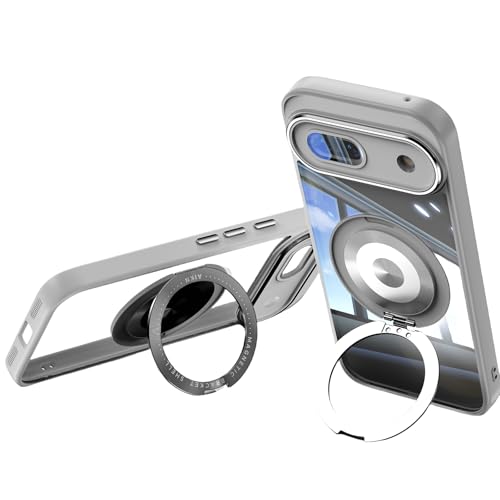 ZQYFCDZ Hülle für Google Pixel 8A Transparent Handyhülle mit 360 Grad Ring Magnetische Ständer und Kameraschutz Weich TPU Silikon Rahmen und PC Anti Kratzer und Stoßschutz Schutzhülle（Transparent） von ZQYFCDZ