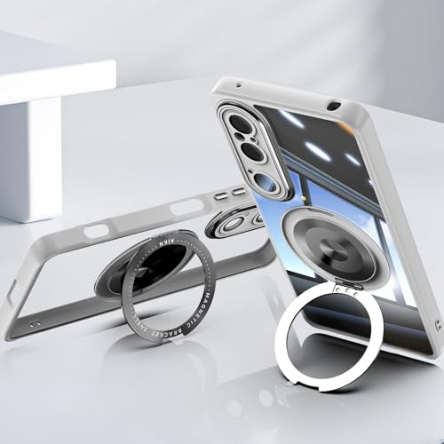 ZQYFCDZ Hülle für Sony Xperia 1 VI Transparent Handyhülle mit 360 Grad Ring Magnetische Ständer und Kameraschutz Weich TPU Silikon Rahmen und PC Anti Kratzer und Stoßschutz Schutzhülle（Transparent） von ZQYFCDZ