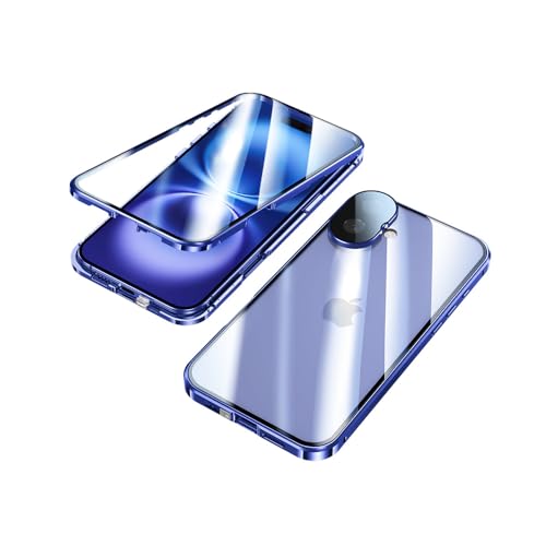 ZQYFCDZ Hülle für iPhone 16 Plus – Ultra Dünne 360° Magnetische Adsorptionshülle mit Front- und Rückseite aus gehärtetem Glas, Transparentes Metallrahmen Case, Blau ZQYFCDZ Hülle für iPhone 16 Plus – Ultra Dünne 360° Magnetische Adsorptionshülle mit Front- und Rückseite aus gehärtetem Glas, Transparentes Metallrahmen Case, Blau von ZQYFCDZ