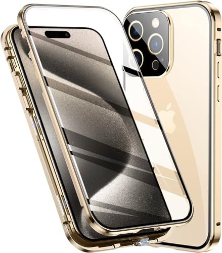 ZQYFCDZ Hülle für iPhone 16 pro – Ultra Dünne 360° Magnetische Adsorptionshülle mit Front- und Rückseite aus gehärtetem Glas, Transparentes Metallrahmen Case, Gold ZQYFCDZ Hülle für iPhone 16 pro – Ultra Dünne 360° Magnetische Adsorptionshülle mit Front- und Rückseite aus gehärtetem Glas, Transparentes Metallrahmen Case, Gold von ZQYFCDZ