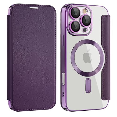 ZQYFCDZ Magnetisch Hülle für iPhone 16 Pro Kompatibel mit MagSafe, Transparente Anti-Kratzer Leder Flip Klapphülle mit RFID-Sperre Schutzhülle Case für iPhone 16 Pro,Violett ZQYFCDZ Magnetisch Hülle für iPhone 16 Pro Kompatibel mit MagSafe, Transparente Anti-Kratzer Leder Flip Klapphülle mit RFID-Sperre Schutzhülle Case für iPhone 16 Pro,Violett von ZQYFCDZ