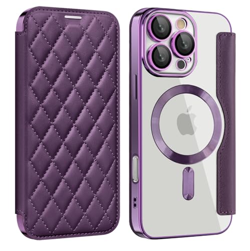 ZQYFCDZ Magnetisch Hülle für iPhone 16 Pro Max Kompatibel mit MagSafe, Transparente Anti-Kratzer Leder Flip Klapphülle mit RFID-Sperre Schutzhülle Case für iPhone 16 Pro Max Violett ZQYFCDZ Magnetisch Hülle für iPhone 16 Pro Max Kompatibel mit MagSafe, Transparente Anti-Kratzer Leder Flip Klapphülle mit RFID-Sperre Schutzhülle Case für iPhone 16 Pro Max Violett von ZQYFCDZ