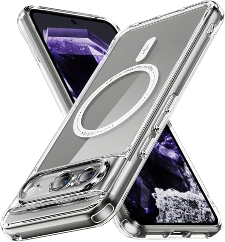 Magnetische Hülle für Google Pixel 9/Pixel 9 Pro, Kompatibel mit MagSafe, Antischock und Anti-Gelb, Transparente Rückseite aus PC + TPU - Transparent von ZQYFCDZ