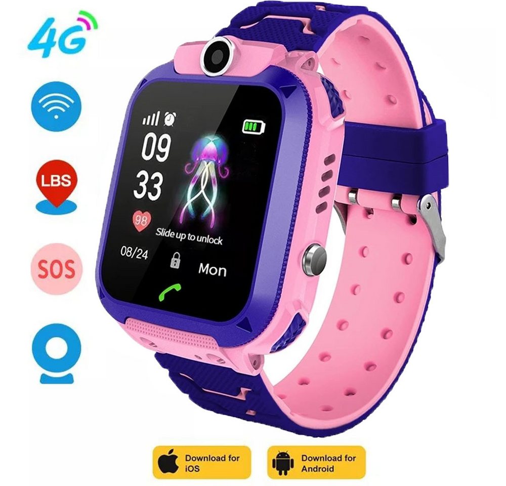 ZREE 4G Smartwatch mit GPS und Telefon Kinder Smartwatch (1,44 Zoll) Smartwatch Wasserdicht IP67, LBS, Geschenke für Jungen und Mädchen, Smart Watch mit WiFi, Videoanruf, SOS, Schulmodus von ZREE