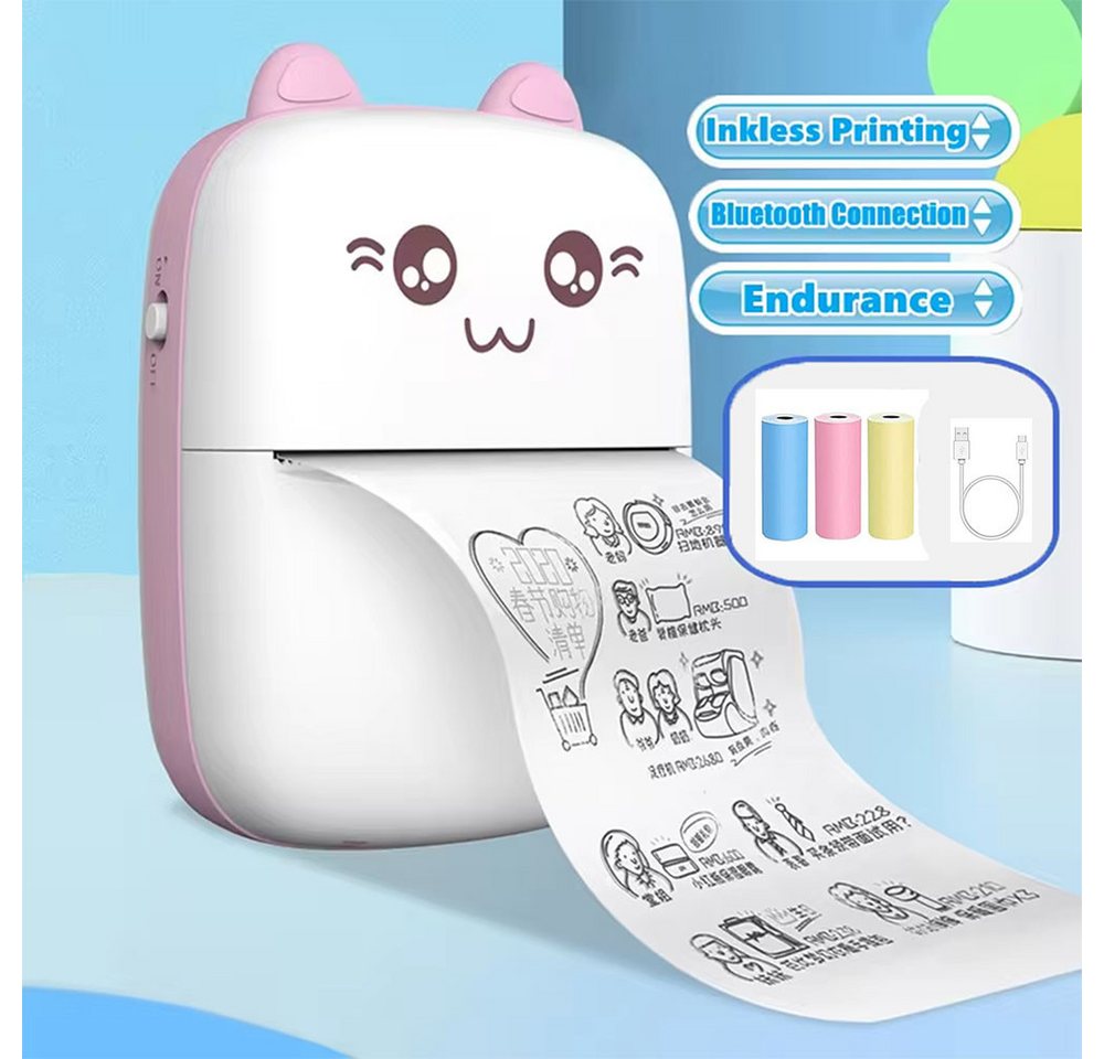 ZREE Mini Drucker Tragbarer Mini Fotodrucker Thermodrucker Multifunktionsdrucker, (Bluetooth, für Lernhilfe,Lernnotizen, Journal, Notizen, Journal, Liste) von ZREE