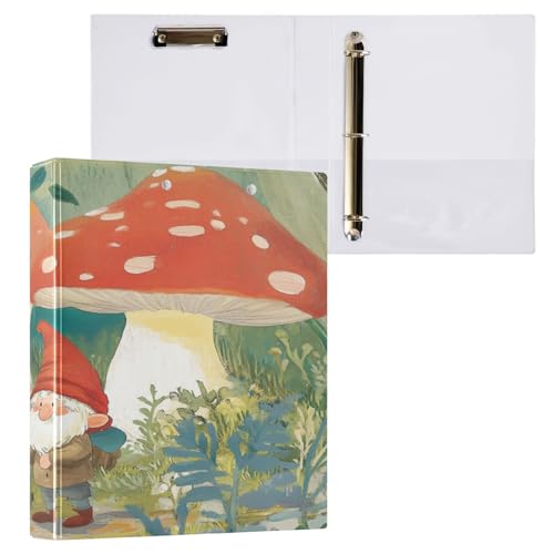 ZRWLUCKY Gnome and Mushrooms Round Rings Binders 3.8 cm Binders with Pockets Pack of 1/2 for Letter Size (27.9 cm X 21.6 cm) 200 Sheets von ZRWLUCKY