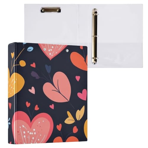 ZRWLUCKY Heart Drawing Black 3-Rings Binder 1.5 Inch Binders with Interior Pockets Pack of 1/2 School Binders 200 Sheets von ZRWLUCKY