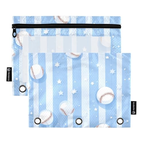 ZRWLUCKY Hellblaue Baseball-Ordner mit 3 Ringen, großes Fassungsvermögen, Federmäppchen, 2 Stück, transparente Aktenordner für Büro, Zuhause, Aufbewahrungstasche mit Reißverschluss ZRWLUCKY Hellblaue Baseball-Ordner mit 3 Ringen, großes Fassungsvermögen, Federmäppchen, 2 Stück, transparente Aktenordner für Büro, Zuhause, Aufbewahrungstasche mit Reißverschluss von ZRWLUCKY