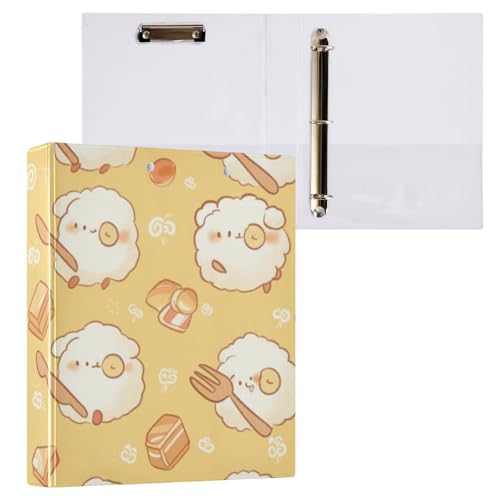 ZRWLUCKY Lovely Monster Yellow Three Rings Binders 1/2 Inch Notebook Binder with Pockets 1/2 Pack School Binders 200 Sheets von ZRWLUCKY