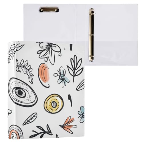 ZRWLUCKY Notizbuch mit lustigem Muster, Weiß und Schwarz, 3 Ringe, 3,5 cm, Ordner mit Tascheneinband, 1/2er-Pack, Schulhefter Hardcover von ZRWLUCKY